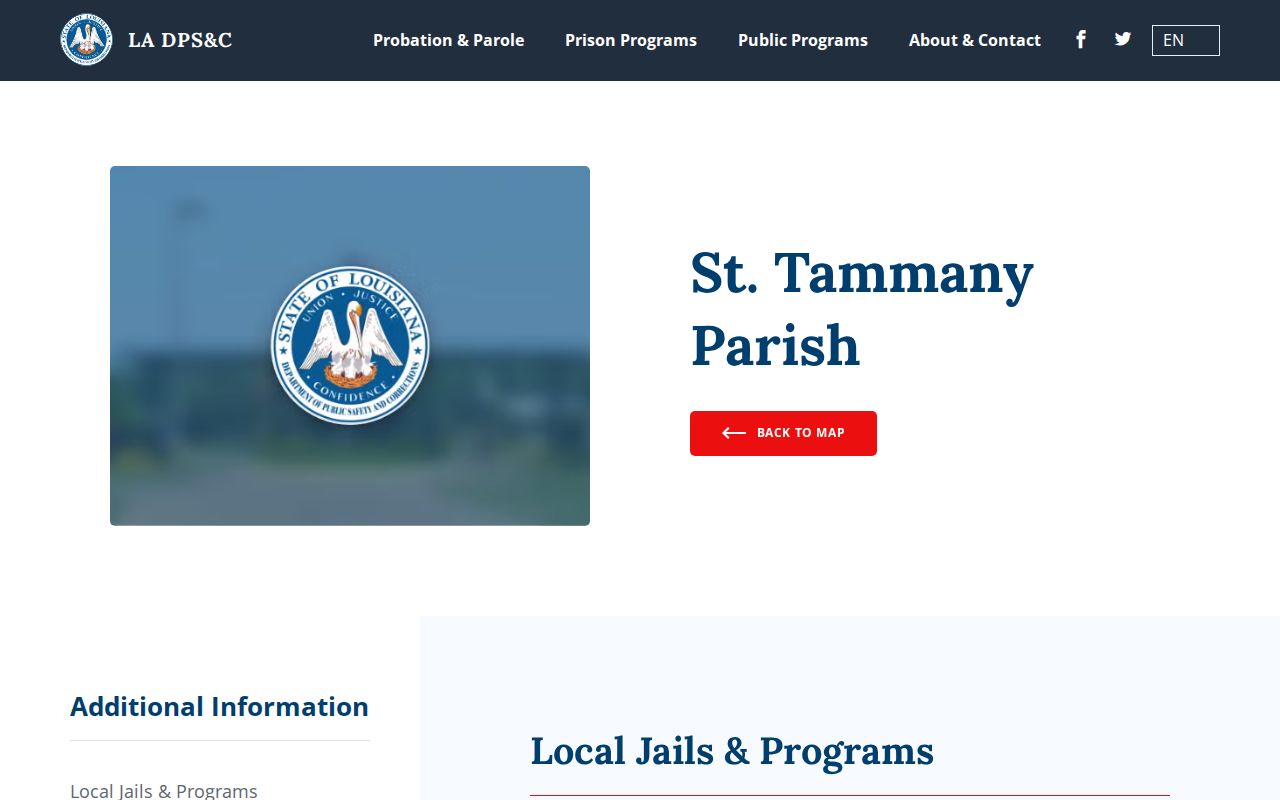 Louisiana DPS and Corrections St. Tammany Parish facility directory