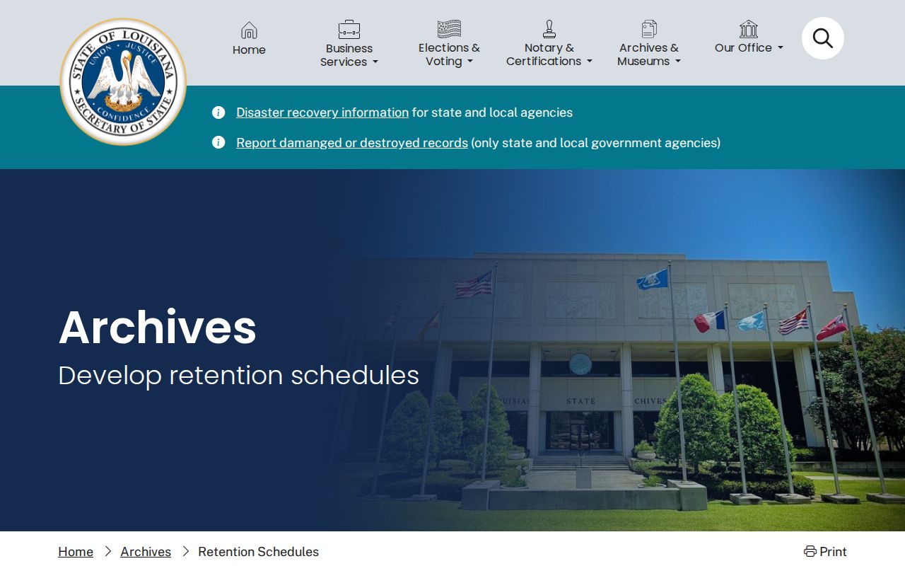 Louisiana retention schedules for St. Tammany arrest records